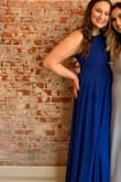 Loved the dress but if you get the royal blue color PLEASE be carful about sweat or stains. Every bit of moisture that got on the dress was very noticeable and there was even a mystery stain on the front by the end of the night. The color was pretty but if I had to do this over I would have picked black. If you get the dress in a color please be just be careful! - Emily J.