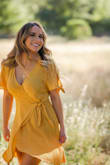 I wore this dress to take some photos in as well as to my graduation dinner, and it was great! I would have hemmed it to be honest, because it's a little longer on me than the model. But I was around family so I figured it was just fine! It's lightweight and breezy and the color is just like the picture! - Gianna W.