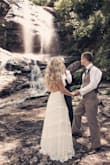I eloped in the mountains and this was the perfect dress! So stunning! I didn't have to hem it and I'm only 5'0. - Kalai K.
