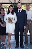 I normally wear a medium but got a size large for this and it fit comfortable. I wore it for my ceremony and then changed into another dress for the party. It covered enough to be modest but also showed enough to be fun. I didn't alter it at all, fit perfectly with a hint of wiggle room. - Stephanie B.