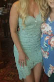 The mint blue color is stunning. So incredibly gorgeous. Love the length and lace. - Kelly M.