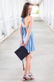 I used this dress for my Spring Formal, and I loved it so much I used it again for my senior portraits! I got so many compliments both times and will definitely be wearing it again some time soon. I love a good halter top and this back was to die for! My only complaint is that, like others have said, the material wrinkles (especially when it is just delivered), but that was easily remedied using some wrinkle release spray. I was a little worried about the length as well being so tall. I'm not gonna lie it was a bit short for my liking but for the occasions it wasn't a huge issue. - Sierra T.