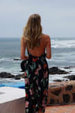 Love this dress! XS fit perfectly and I'm 5'4, 112 lbs, 32C. Fabric is thin but it's not see-through. With some 2-sided tape, you can make it as conservative or showy as you want. Would recommend! - Amanda K.