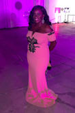 Dress fit great, used a body shaper to hold in problem areas. I bought the dress in nude and sewed on a few a black appliques for a gala- really jazzed up the bodice of the dress! Only con is the dress hanger strings wouldn't stay tucked in. Dress is a little long for my 5'1 frame but heels fixed that! - Brandi S.