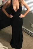 I absolutely loved this dress! I got it for a black tie wedding but decided to go with a different option because it was very "ladies night out, indeed" with my bust. It is such a gorgeous dress but a little too revealing if you have a larger breasts. The material is great but I definitely would have had to get it hemmed. So flattering on any figure and very sexy! - Allyse H.