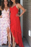 This dress was absolutely amazing. I got it for a wedding this past weekend and loved it. I'm 5'6" and 140lb. I ordered a medium. I feel like I could have gotten a small since the top part was a bit loose and the skirt gave plenty of room for my hips. The dress was comfortable and flowy. I danced all night and got many compliments. Highly recommend! - Daniela Y.