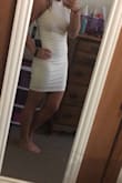 I bought this dress for my graduation and it's perfect. It's stretchy material so it makes it super comfortable & has a small layer underneath so it's not see through at all. Also was a very nice length! Super excited to wear it! - Sarah H.