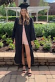 I wore this for my college graduation and got many compliments on it! I originally ordered a medium, which fit BUT I am very tall and the length between my shoulder and the hem just wasn't long enough, but I don't think the romper runs small! The L was just more comfortable for me to move around in and raise my arms up! The customer service was so great helping me exchange the romper and get the the L to me in time! - Taylor E.