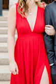 Absolutely perfect for our engagement photo shoot! We are having a formal wedding and this dress helped set the tone on our Save the Dates. I have had friends of friends compliment on this dress after seeing it on refrigerators. I have worn to another wedding and am thankful to have this stunning dress in my closet for any formal events. Major bonus, this dress is comfortable! You will not regret this purchase! - Hillary K.