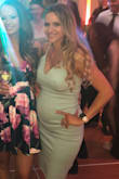 I'm currently 19 weeks pregnant and normally wear a small in Lulus dresses as I purchased them for my bridal shower. I was 128lbs prior to this pregnancy, but I'm currently 19 weeks and 143lbs. I was assisted by customer service to size up for this dress, and it fit perfectly. Only thing I wish it had was strap adjusters since I had to keep adjusting my "girls" and they were a bit loose. It has just the right amount of stretch, and I received many compliments all night! I'm pretty sure I'll still be able to wear it post-pregnancy as well. - Vanessa