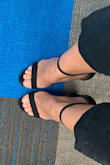 Great shoes!! I wear these shoes everywhere; work, happy hour, you name it. True to size, and they don't kill your feet, which is a plus. I have wide feet so I was nervous the strap across the toe would be uncomfortable, but it's not at all! Definitely would recommend. - Elena T.