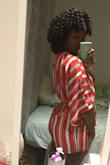 Material is so soft and is quality. Fit snugly but probably because of my booty and a tad bit wide shoulders. Definitely recommend. Wondering if I go up a size would it be a perfect fit, but still very comfortable. Button is perfectly located as well. - Uneka B.