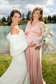 One of my bridesmaids was 7 months pregnant for my wedding and I ordered her this dress so the size was flexible and she was comfortable. She was able to adjust the dress to exactly the size she needed and she was comfortable all day. She looked elegant and regal, the fabric is thick and smooth, this dress is fantastic and versatile! - Danielle T.