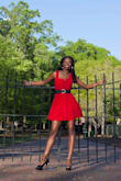 This dress was quality straight out the package. The material is sturdy and gives weight to the skirted part so it hangs beautifully. The skirt keeps that A-line naturally (which really makes it great for spinning; caution: if you spin, underwear will be shown). I always get compliments on this dress when I wear it. - Desiree C.