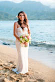This was the PERFECT dress for my intimate HI beach wedding. After posting a few photos everyone is commenting on how beautiful it is. The dress is on the heavier side but it stays on well and is comfortable. I have a small chest so it was a little big on top but it still looked good because I wore a push-up stick on bra(no need for a bra if you have boobs). I got the front of the dress hemmed (a few inches) but left the length in the back which turned out great! I plan on wearing this dress to my reception/party but again it will be hot so probably won't last more than an hour in it (same as my wedding day). I highly recommend this dress for an elopement or intimate ceremony. - Lauren S.