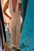 I really wanted to love this, but it just looked awkward on me. I loved the neckline, criss-cross back, and the cut of the legs, but from the ribs to hips, it was just not working. There's a seam that runs right down the center from the mid-abdomen to the crotch and it looked super weird and accentuated the area in all the wrong ways. There's also elastic on the waistband that I thought made the back look cheap and detracted from the cool open back. - Lia G.