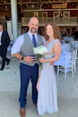 Wore this dress for my best friends wedding! Fit perfectly and loved the rubber pieces on the inside of the straps so they wouldn't fall off your shoulder. The slit is everything and totally makes it! - Charlotte H.