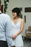 Bought this dress for my courthouse wedding and it was perfect! I'm very petite and flat as a board, so I did have to pin the bust to my bra so it wouldn't gape, but that wasn't a huge issue. If you're super thin, I think the top could look a little boxy, but nothing a cinched belt probably couldn't fix.
This dress was super comfortable and super flattering. Would recommend! - Lori N.