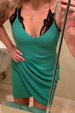 I absolutely LOVE this dress! I've only worn a bralette with the dress because the top is a bit tight, and I'm not sure a regular bra would fit comfortably for an entire evening.
The bottom part of the dress is comfy and extremely figure flattering. Great dress for a meal where you may overindulge because the skirt will disguise a full tummy.
I will definitely be ordering this gem in another color, might even try a large to compare sizing, especially since returns are free! - Julie A.