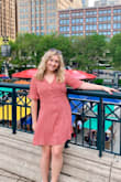 With an upcoming trip, I knew I needed to order an absolutely adorable dress. As soon as I saw this I immediately ordered it. In normal clothing I wear a medium considering I have a larger chest and even after reading some reviews I still decided to order it in a medium. When it came in the mail, I was so excited, especially because it looks even more beautiful in person. However, it was too big! When I went to order it in a small, it went out of stock. I asked to be notified as soon as it came back and when it did, I ordered it the same day. I am in love with the beautiful colors on this dress. It has multiple layers and is great quality! I would say size down for sure! Also it does come with a little belt to tie, but in some photos I decided to tie it in the back. - Jenessa D.