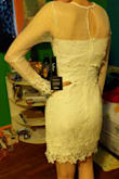 It fits amazing, it's exactly how I imagined it! It's a little shorter than I like. And it is true white, the lighting is what makes it look yellow.
It is a bit see-through so it needs a slip. - Alexys F.