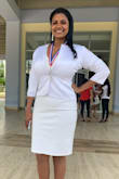 This dress was perfect for a graduate, I bought it for my sister and she was so happy. It's true to size. She wore a blazer over cause it was required. But still beautiful! - Yonoris R.