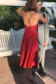 Beautiful low back. The lace up wait makes it adjustable. It can be dressed up or down because of the fabric. Although, you must steam it before using because the fabric crinkles up easily. I received many compliments and the color is beautiful.
Rusty red is perfect when you want to wear a more low key red dress. This dress is also very good for small cups. I wore it without a bra and the lace up back allowed me to tighten the straps and give it some lift. - Thais F.