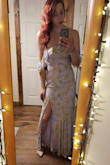 I wasn't sure about this dress (my husband picked it out), but I was way impressed when I received it. Pictures don't do it justice. Beautiful, flowy, comfortable, and very nice quality! I don't even need a bra with it. Great length for tall people like me considering I don't want to wear it with heels, and it's not too long! - Dana G.
