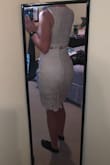 I originally ordered a large because that is my typical lulu size, but the large ended up being too big in the top as well as the waist. I downsized and ordered a medium and it fits PERFECTLY!! Hugs all the right areas and is perfect length for this tall girl. The lace material is so stunning and high quality. I can't wait to wear this to some bridal festivities later this year!! Something that I will definitely keep wearing after the wedding is over too. Highly recommend! - Katie D.