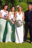 I originally ordered a large because Lulus runs small on me but it was too big. The medium was perfect and needed NO alterations for my wedding day. The length and fit was perfect for my casual backyard wedding dress. Thank you Lulus! - Katherine S.