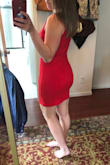 I originally ordered this dress in a Small based on my measurements but returned it for an XS and I'm glad it did! It fits perfectly now. I got this dress for a bachelorette party and it's perfect! I like that it's sexy but not too short. It's thicker material so I don't need to wear a bra. I highly recommend this dress for any cocktail dress need. - Emily C.