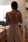 I'm wearing to a wedding this fall. The front is a little boring, but I think with a sparkly belt or a statement necklace it will look great! Back is gorgeous! It will need to get hemmed ~2 inches with heels, but otherwise it fit perfectly. - Theresa O.
