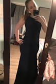 This dress is so wonderful. I'm really excited to wear it. 
The dress is made with a stretchy (and a little thick) material that is very flattering. - Traci B.