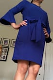 Just got this today and I tried it on, I feel so classy! Love the color. I was doubting to get this one because it's final sale and it looks like XS would be too small for me according to the size on the model info but I took a chance. The good thing about this dress is you can adjust the waist by tying the belt. I think it's cuter if you tie in the front rather than the back. - Juanita