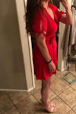 Super cute, very flattering wrap dress, love the color. I'm tall so it's a little short but not too bad at all. Only down side is how wrinkled it gets. - Anne S.