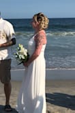 I bought this dress for my vow renewal on the beach. Since reviews stated it ran big, I bought a small but it was not big. I had to have alterations for the dress to be taken out around my chest. The dress is very long so that was altered also. The seamstress also put cups in the chest part so it fills out. After the alterations were made I loved it. Very light weight. - Lisa F.