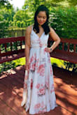 I wore this dress to my bridal shower. The only negative comment about it was that it was way too long for me and needed it altered to my height (about 4-5 inches). Otherwise, it was absolutely beautiful! It helped that it had straps so it was adjustable to my body size. Everyone loved it and complimented the dress throughout the night. - Bernadette J.