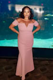 If you're hesitating on this dress... don't! This dress is SO beautiful, and it's so comfortable as well. This dress has the perfect amount of stretch to it, and the fabric is thick enough that it helps smooth you out a bit. It's a very forgiving fabric. Received many compliments on it, I wore it to a wedding. The only downside to the dress is the straps that are meant to hang this kept popping out of the dress. It was a bit annoying but once I secured it good it didn't continue to happen much throughout the evening. I did have to have it hemmed but I do most my dresses because I'm short. I absolutely recommend this dress and am probably going to get it in another colors, it's that beautiful! For size reference I'm a 36D and wear a size 10/12 in Express jeans. - Jennifer L.