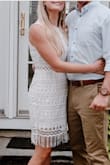 Wore this for our rehearsal dinner but could literally wear it for anything! One of the most flattering dresses, hugs in all the right places. Unique and fun details with the crochet fabric, and tassel hem. LOVE this dress! - Taylor R.