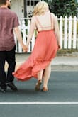 The fabric  is soft and breathable. The strappy back is a really nice detail. I typically wear a medium but I'm happy I got the small. Had to get it hemmed because short girl problems. - Katy B.
