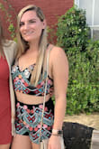 I'm all about comfort with clothes and this two piece set is so stretchy and comfortable I feel like I could work out in it. The embroidery is an amazing quality and I get so many compliments when I wear either the black or white set! Top runs big in my opinion but you can tighten or loosen it because it ties in the back! - Madison R.