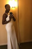 My wedding was last week. It was a very small intimate get together, so I wanted a dress that looked the part. This dress was an easy, cost effective way to look like a young summer bride, and checked all the boxes fit wise. Decent support without a bra, beautiful waist and hip hugging fit, and an effortless flare at the bottom. My husband (omg I have a husband) adored me in it, and I can't wait to pass it on, because I know the excellent quality and timeless sleek design will age well. - Karisa C.