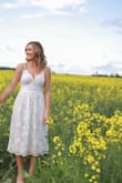 I ordered this dress for a photoshoot with my boyfriend, and it was perfect for the country setting.  It's beautiful, romantic, and flattering.  The waist could have been a bit smaller, but overall it fit very, very well.  Will most definitely be ordering more Lulus dresses! - Courtney B.