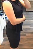 I love this dress - it's elegant and perfect for an office setting. The top of the dress fit me perfectly, but the bottom was a bit too tight for my taste. It was riding up when I walked and made me feel like I looked less professional (since the fabric was stretched across my bottom). I also felt like I couldn't move my legs as much as I'd like. I wear a size 8 jeans normally. The dress is somewhat strecthy but not enough for me to be completely comfortable. I think the medium fits me well but I would just like a little more leg room! I love the pockets - they are a must have with dresses! I am ordering it in a large and I'm hoping that works better! - Sienna K.