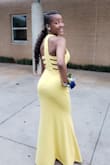 Ordered this dress for my daughter's 8th grade formal. The fit was perfect but I did have to trim the bottom because it was too long. I had a diamond sash sewn on to give it a little extra sparkle! Very pretty yellow! - Sherry W.