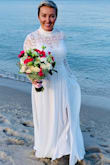 Ordered two dresses as a back up to my beach wedding. Both dresses fit, I chose this one for the main ceremony. And will review the other from my island honeymoon ceremony. - Natalia B.