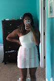 I got this for recruitment & I absolutely love it! It's so classy yet completely age appropriate and adds a fun twist to a plain white bodysuit. It is slightly see through (it is white, I expected it) so I am not entirely sure what I would wear as a bra replacement but thats a problem for another time. I am OBSESSED! - Kiran P.
