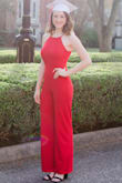 I am very tall, and when viewing this product I was a tad worried about the leg length and fit; however, the reviews noted that this romper came long. When I wore this jumpsuit for my graduation photos, the length and fit was PERFECT!! I am very happy, and am excited to when I will wear this again!! - Nichole K.