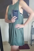 This dress is so light and soft I wanted to wear it all summer! I plan to bring it into fall by adding a jean jacket. Super comfy. I wore shorts underneath so I could run around, climb trees, and sit on the floor, but the length is modest, landing a couple inches above the knee. The only drawback of this dress is that the arm holes are very large, and at least for someone with a smaller chest, there's no way to avoid your bra being visible. - Melanie G.