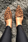 I love these cheetah loafers! I wear a size 7-8, so I went back and forth after reading other reviews on what size to order. I stuck with my gut and ordered a size 8. My heel meets up with the back of the shoes but I'm still happy with the size that I ordered. Definitely cute and comfy. I did notice a little bit of foot sweat and the top creased first day. Overall happy with my shoes though! - Kalee G.